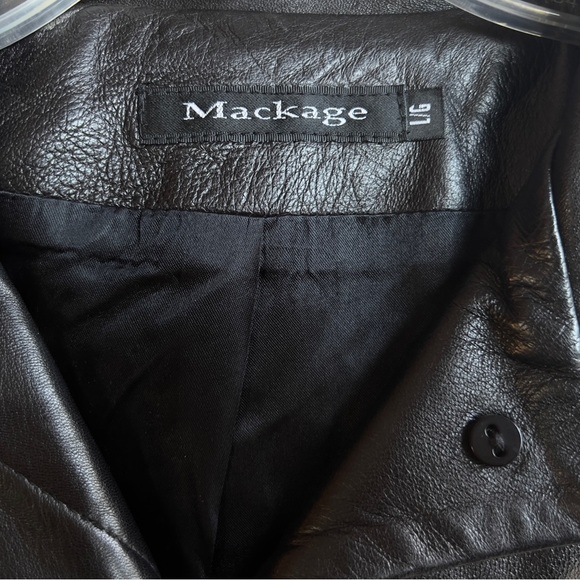 MACKAGE black leather belted coat long jacket duster - Picture 4 of 6